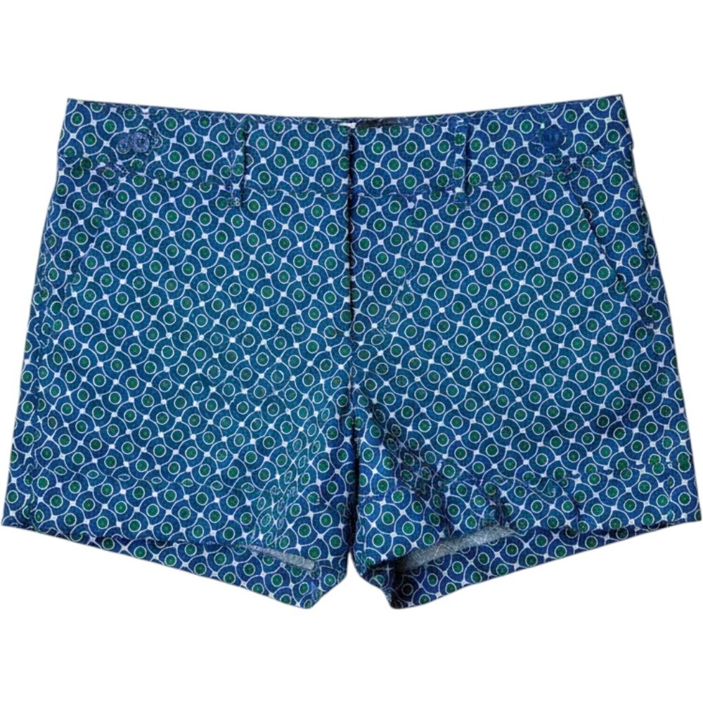 New York & Company Shorts Womens 8‎ Blue Green Geo Print Cotton Stretch Casual